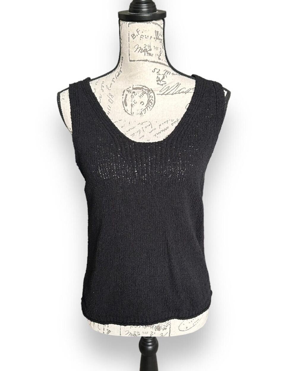 Madewell Women's Crochet Boucle Knit Scoop Neck Tank Top Sweater Black Medium